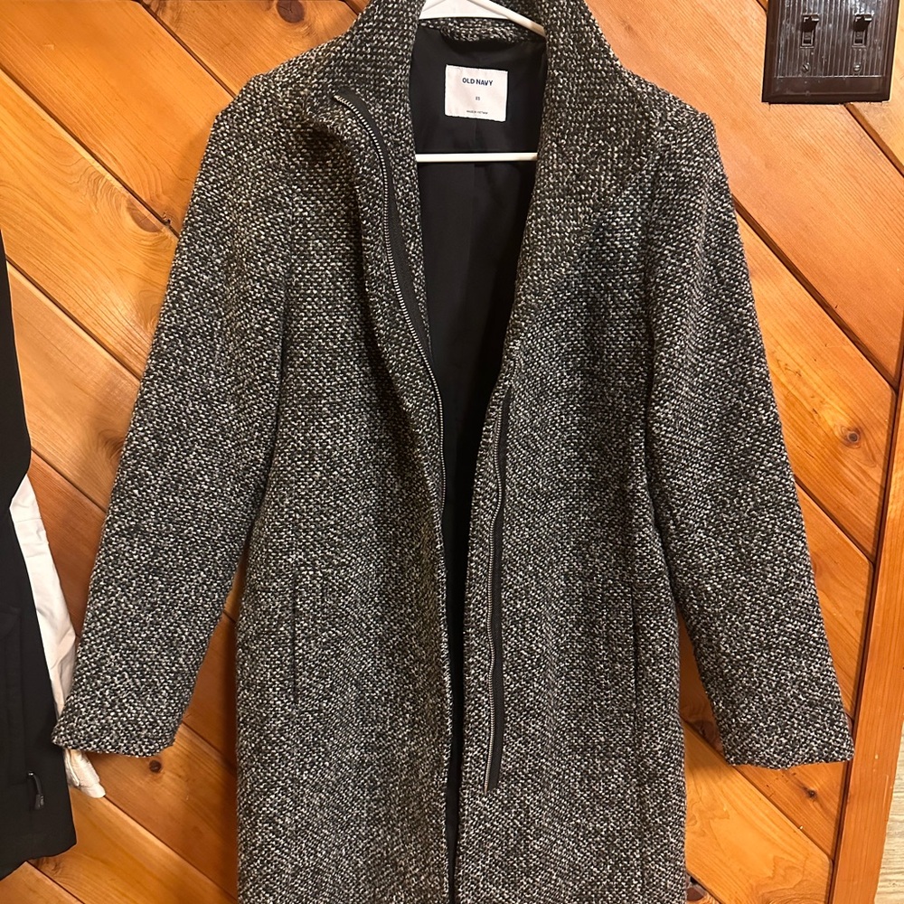 Old Navy Black and Gray Mid Length Coat